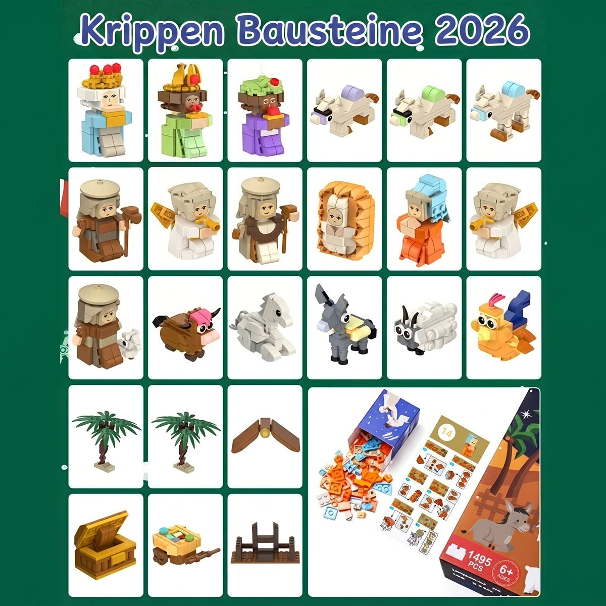 Krippen Adventskalender 2026 - 24 Bausteine-Sets zum Zusammenbauen - Bild 5