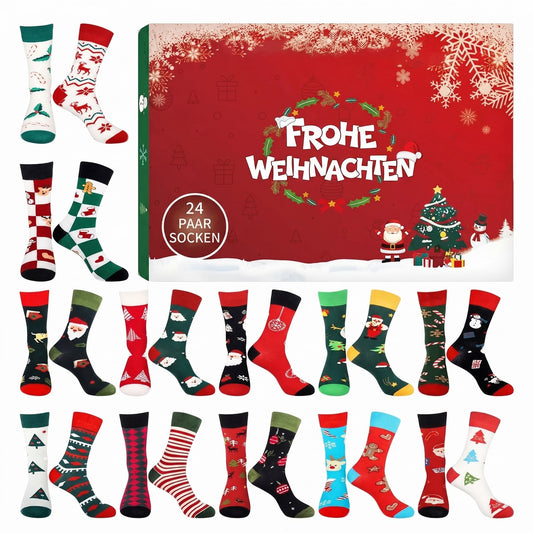 Socken Adventskalender 2026 - 24 Paar Weihnachtssocken - Bild 1