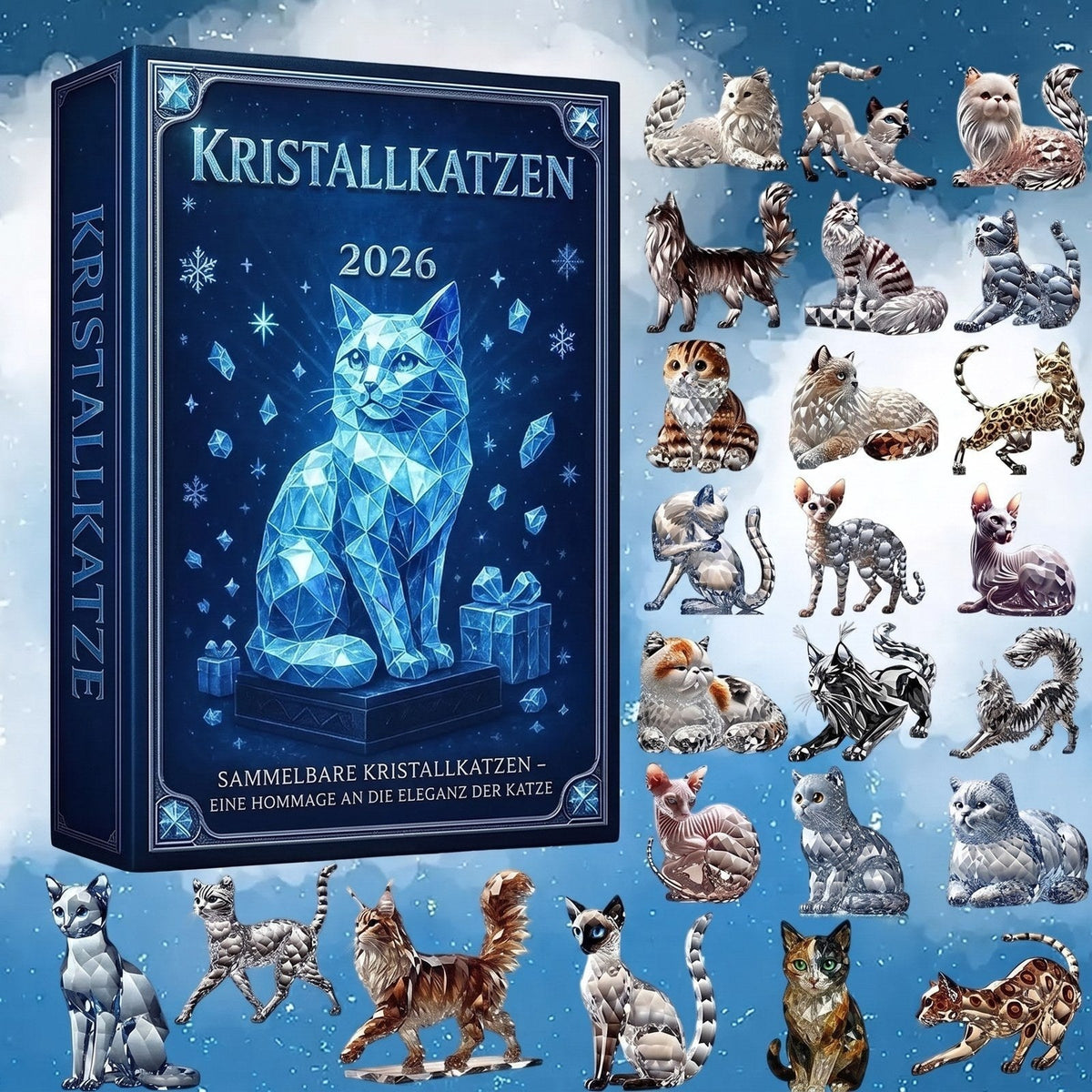 Katzen Adventskalender - 24 Acryl-Figuren für Katzenliebhaber - Bild 1